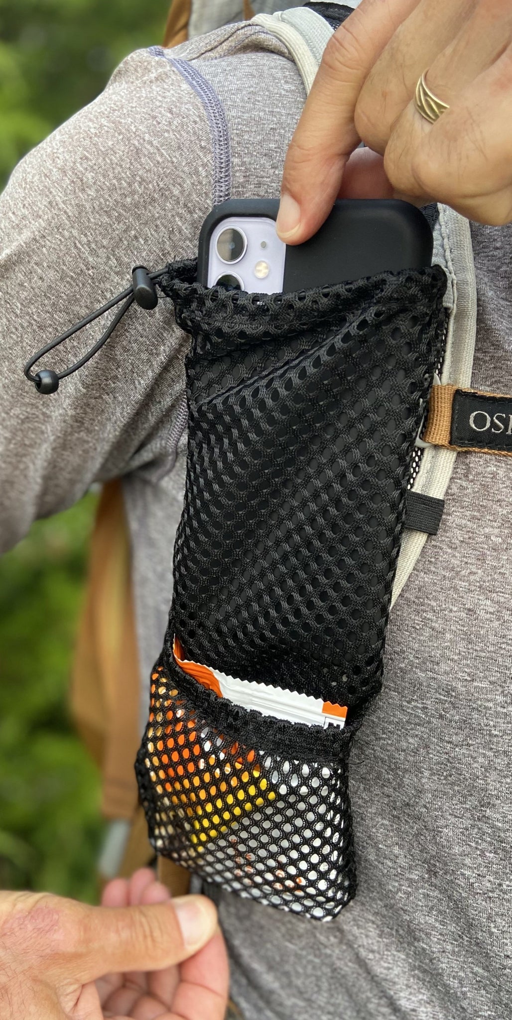 Backpack Phone Holder | Backpack Snack Holder | Mountain Mike Hiking Gear